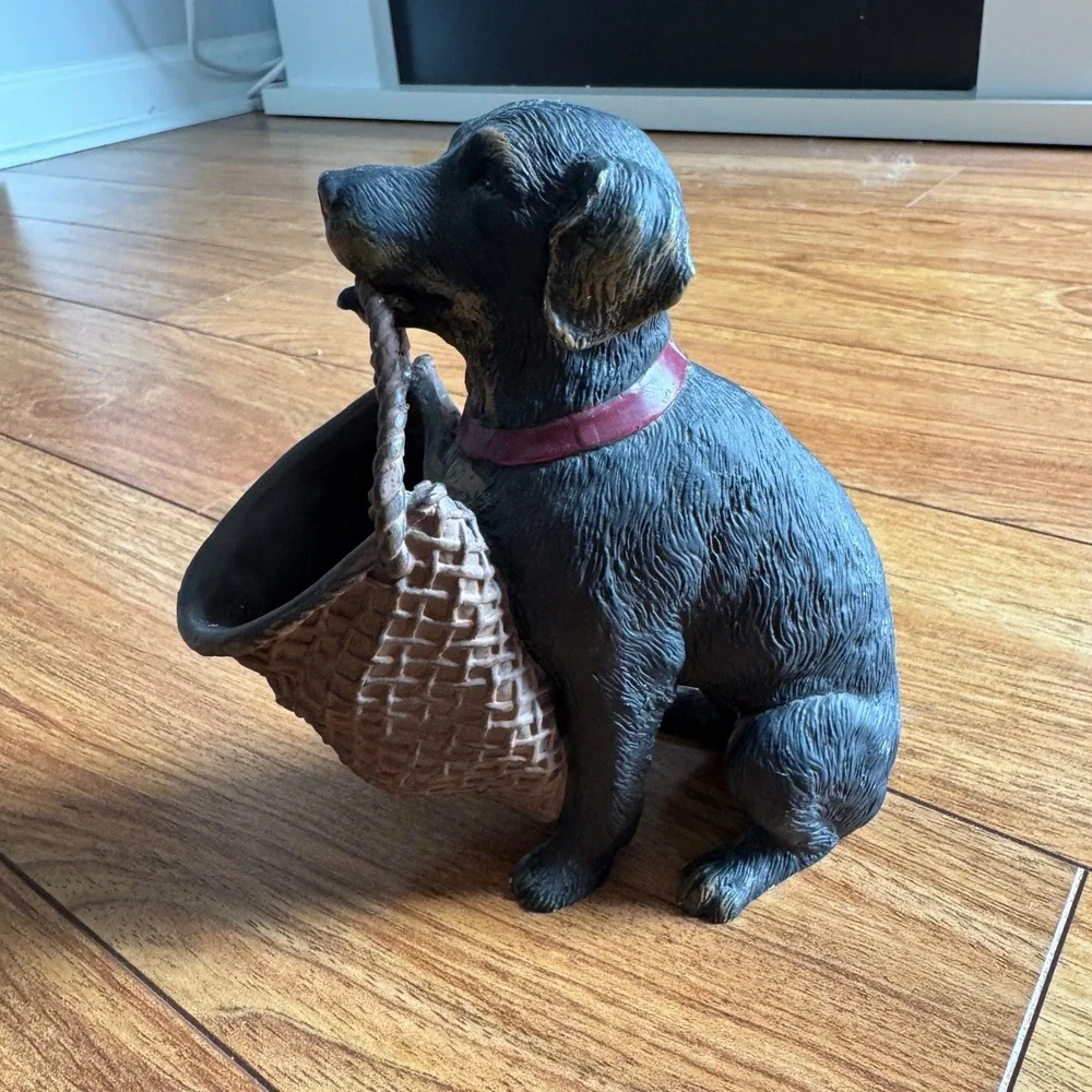Expo Inc Home Goods Heavy Dog Bookend, Decor, Door Stop with Basket